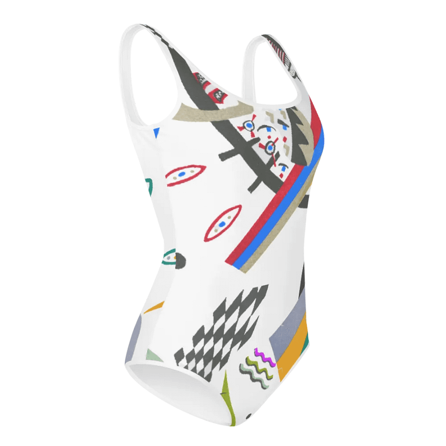 Abstract Lithographic Pattern Design Youth One Piece Swimsuit - V4 product image (3)