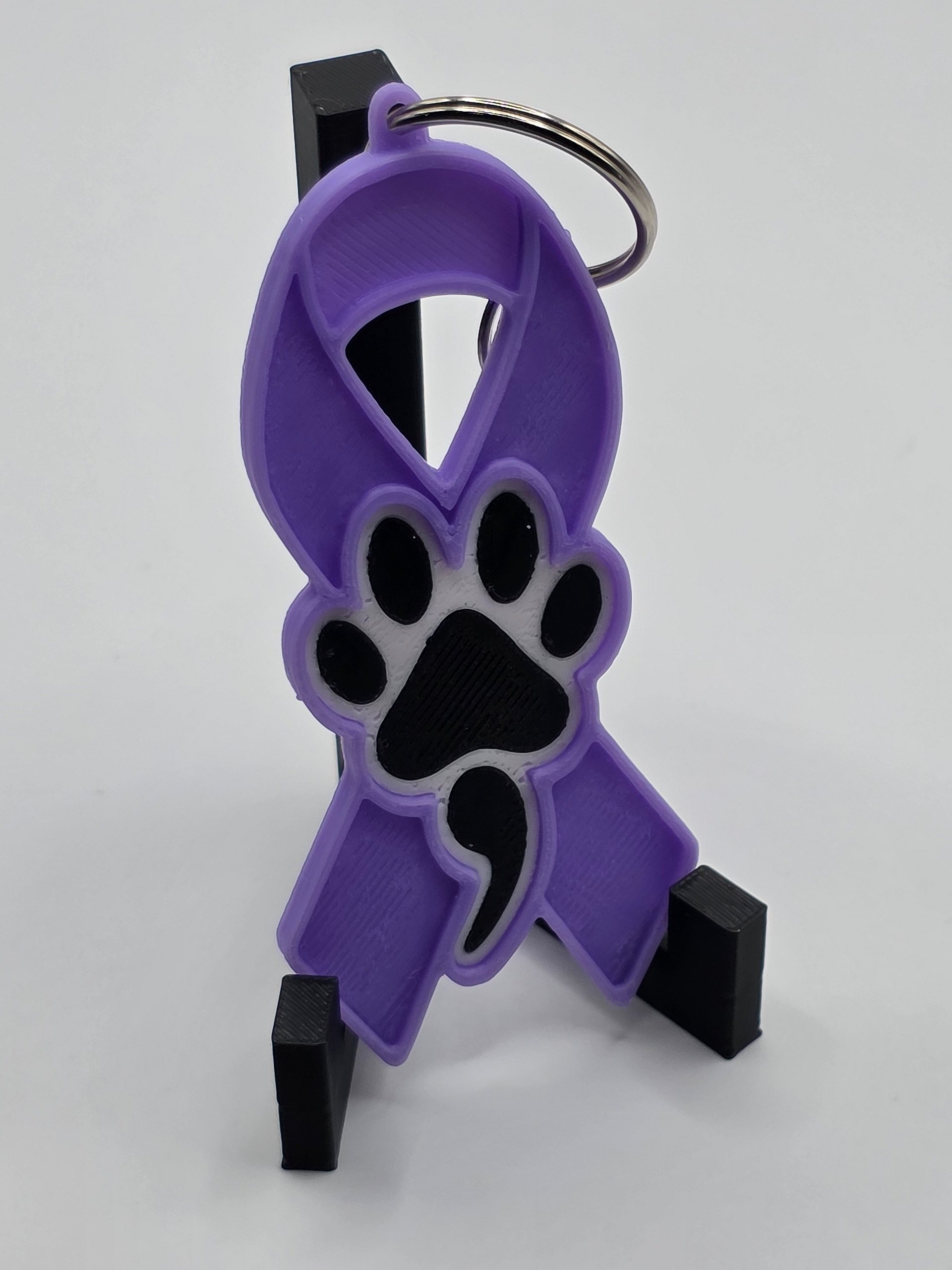 💜 Purple Awareness Ribbon Keychain | Dog Paw Semicolon product image (2)