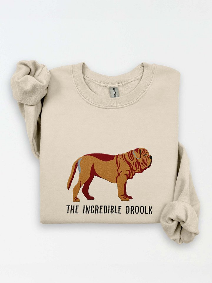 The Incredible Droolk Sweatshirt (Embroidered) of a Neapolitan Mastiff(Tan) product image (1)