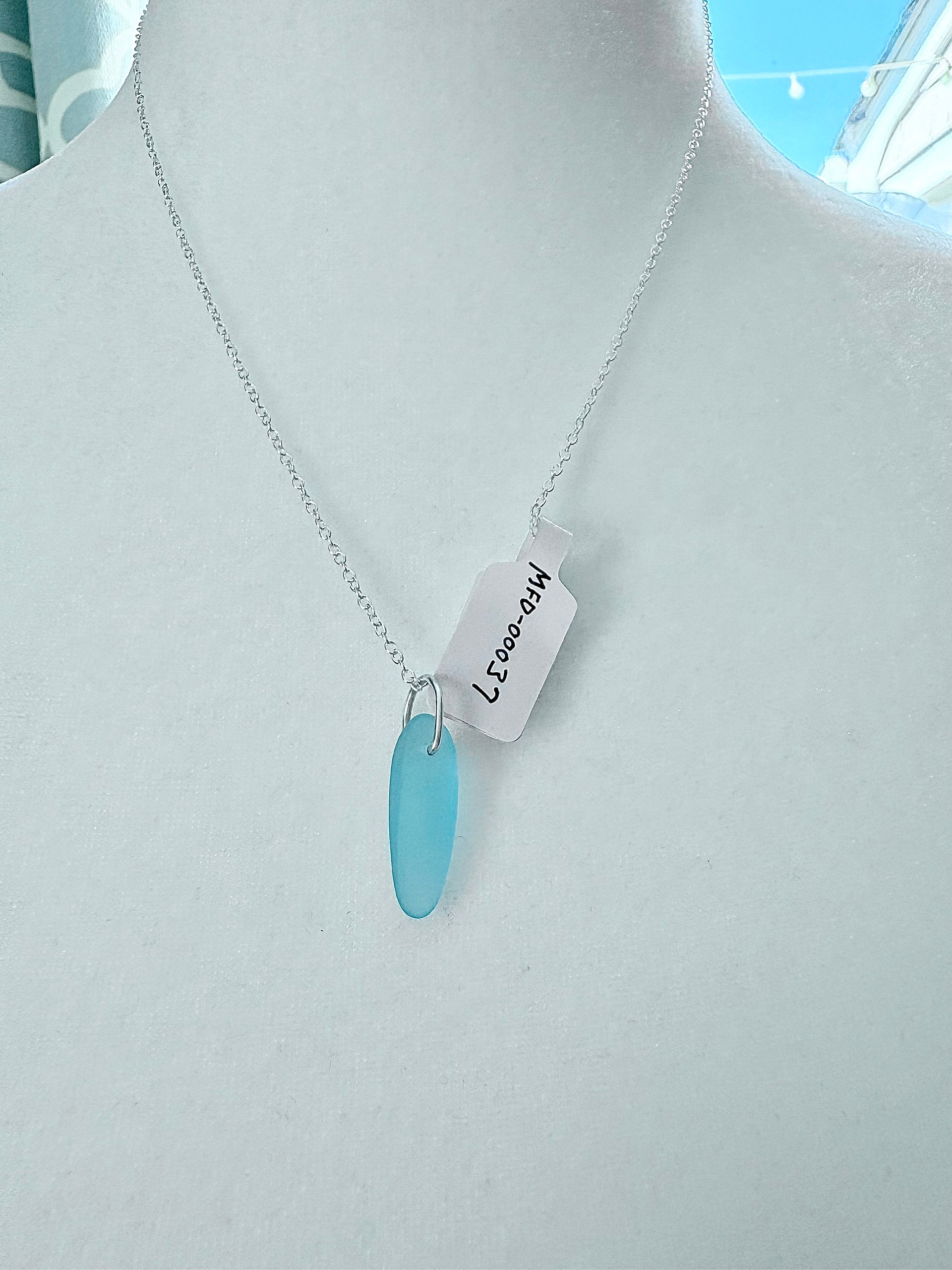 MFD-00037 | Aqua Blue Sea Glass Pendant Necklace | Handmade Coastal Charm Jewelry by Monique Faella Designs™ product image (4)