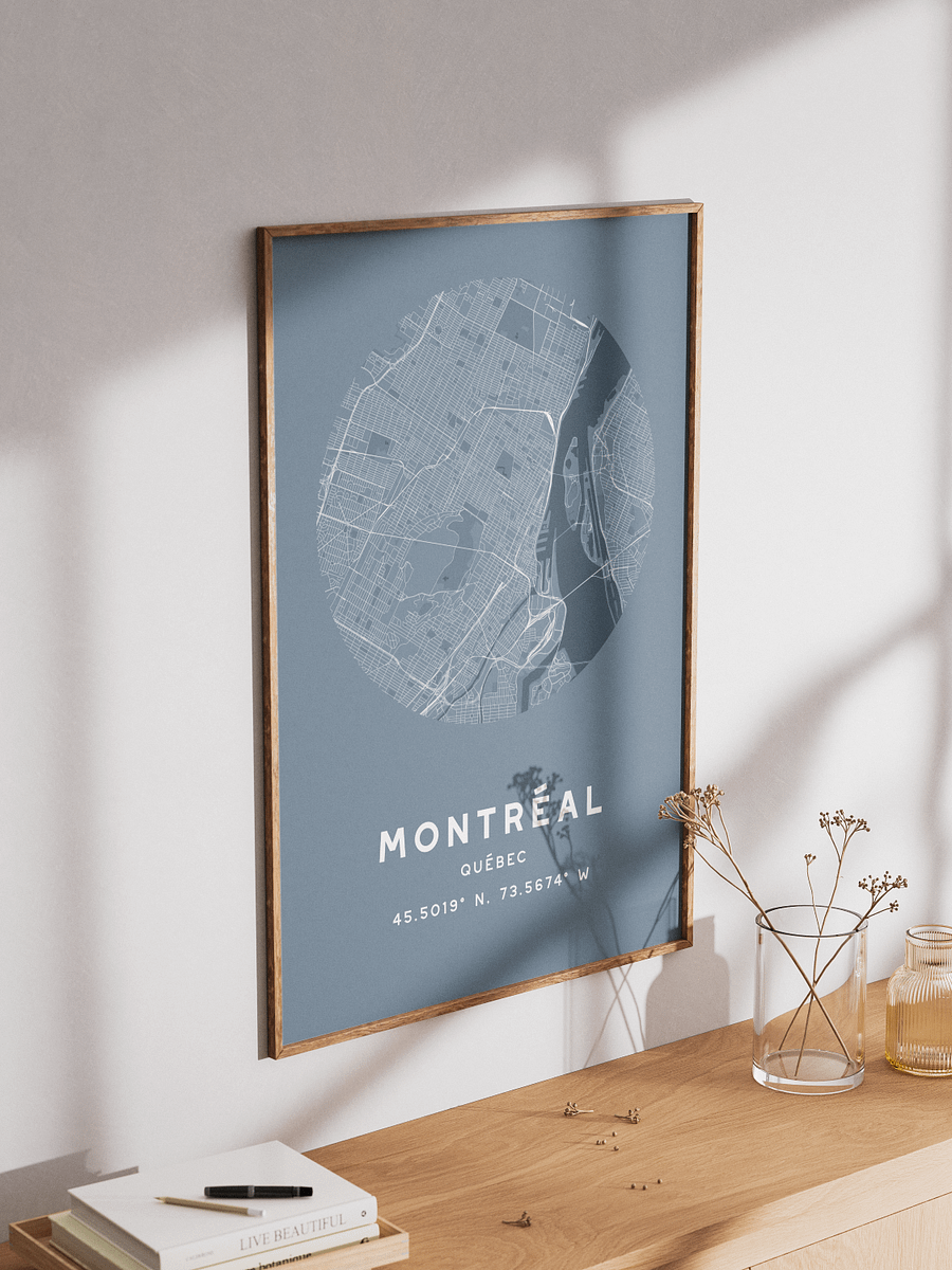 Montreal Street Map Poster – Blue Minimalist Circular City Art product image (3)