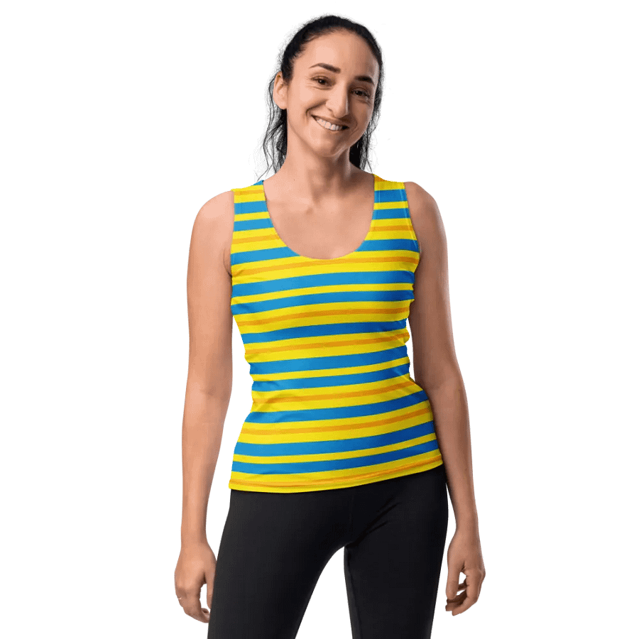 Cobalt Topaz Gold Striped Women's Tank Top product image (10)