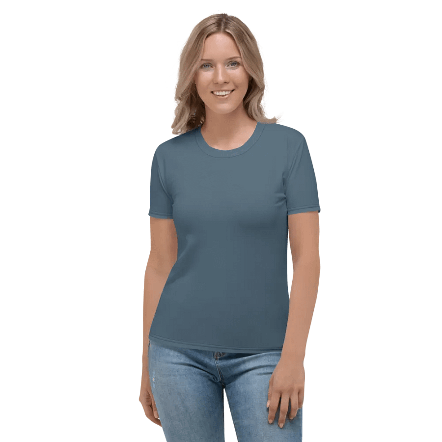 Plain Dark Greyish Blue Soft Summer Women's Crewneck Polyester Heavyweight Premium T-Shirt by Treasure Pie product image (4)