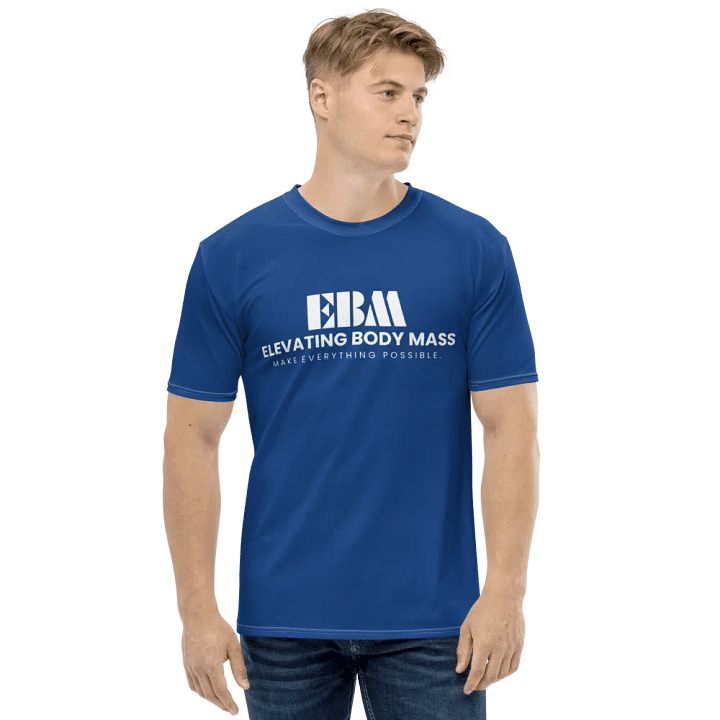EBM Blue Crew Neck T-Shirt (White Logo) product image (1)