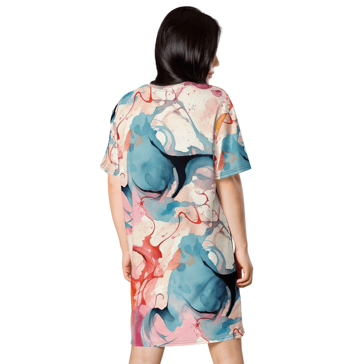 Fluid Swirls Watercolor T-Shirt Dress product image (2)