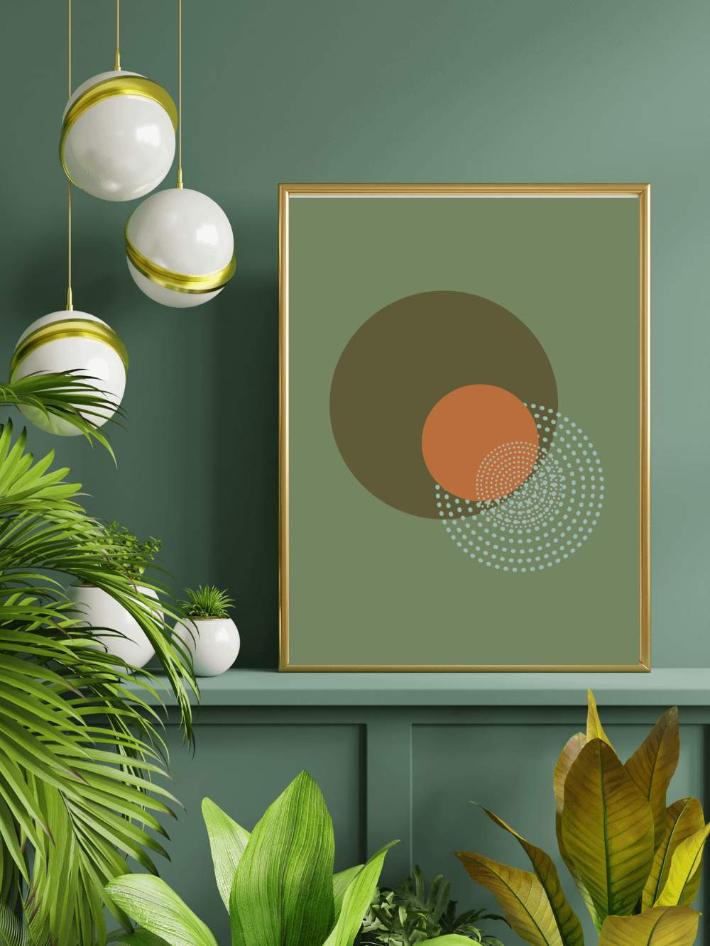 Spiral Harmony Framed Matte Poster|Green Earth Inspo Mid Century Geometric Abstract Wall Art product image (1)