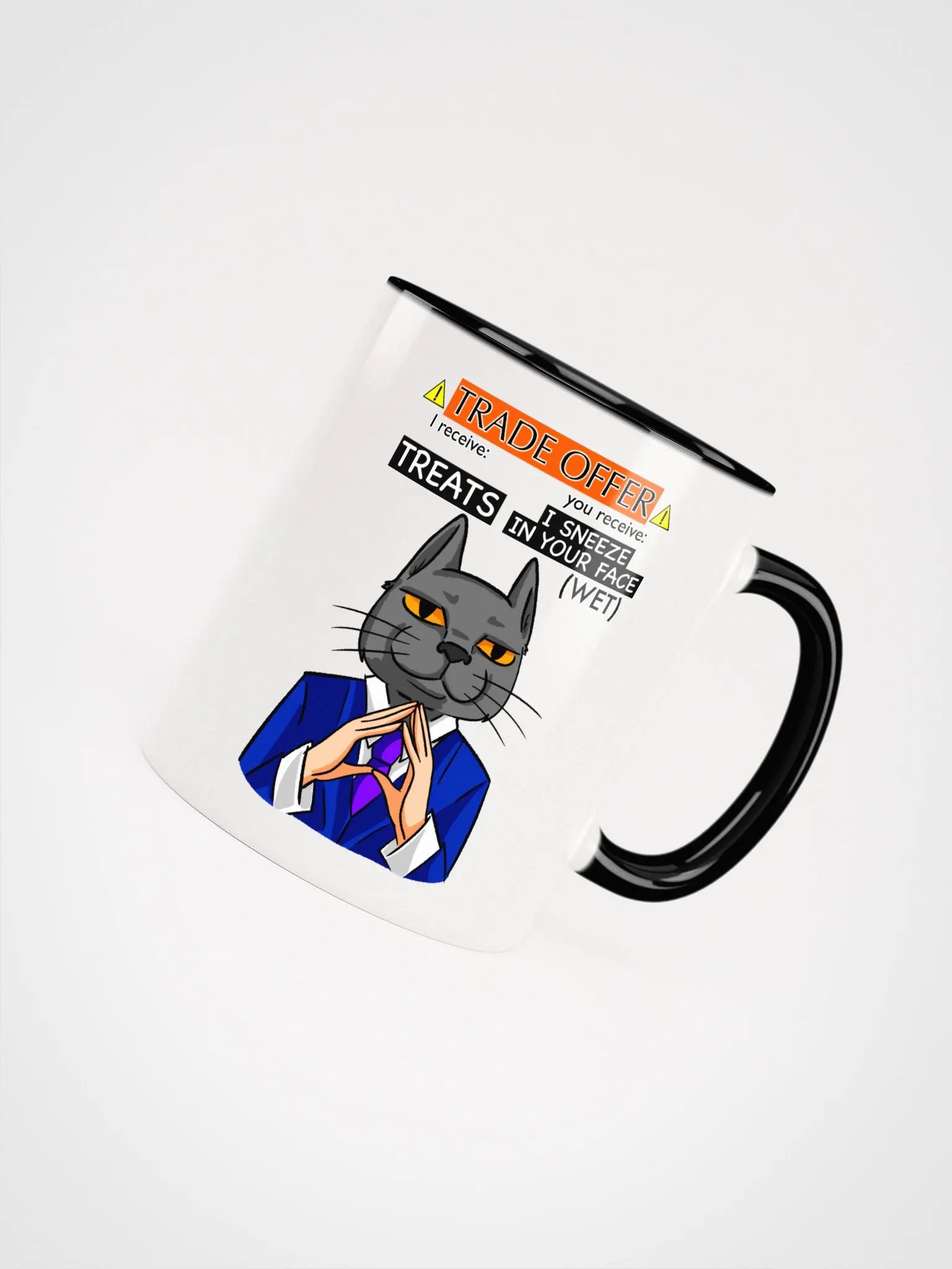 Trade Offer Human-Cat Meme Mug Multicolored Rim product image (5)
