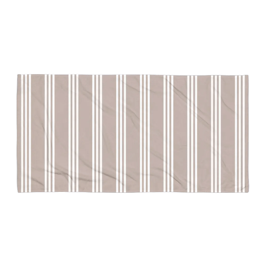 CLASSIC BEIGE WHITE STRIPES TOWEL - Streifen Handtuch Beige Weiss product image (2)