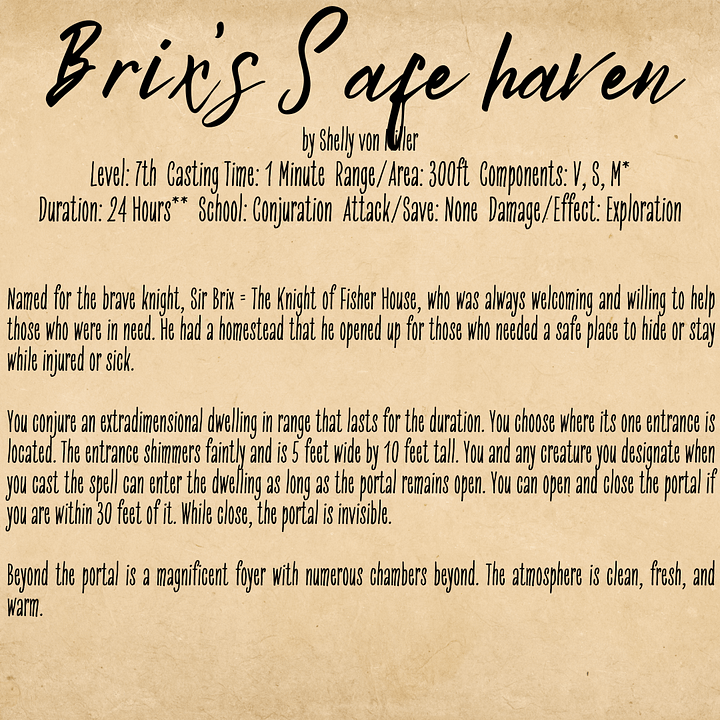 Brix's Safe Haven (Homebrewed Spell) product image (1)