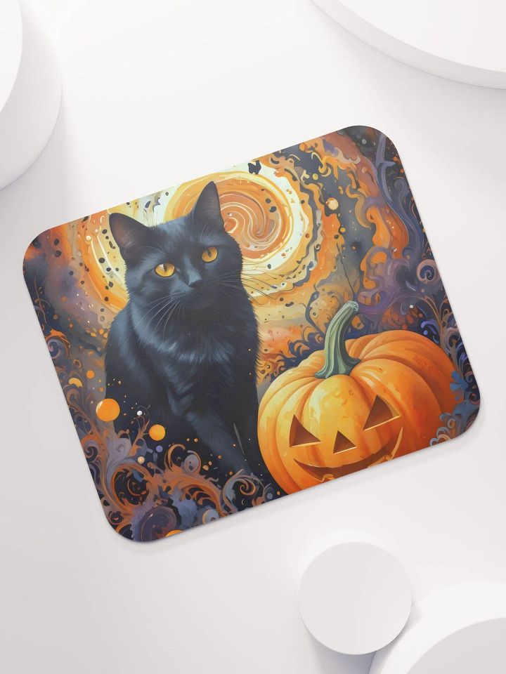 Whimsical Cat and Pumpkin Mouse Pad product image (1)