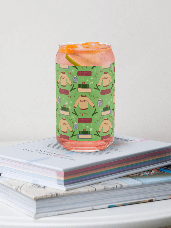 Cozy Winter Pattern in Green Glass Tumbler product image (1)