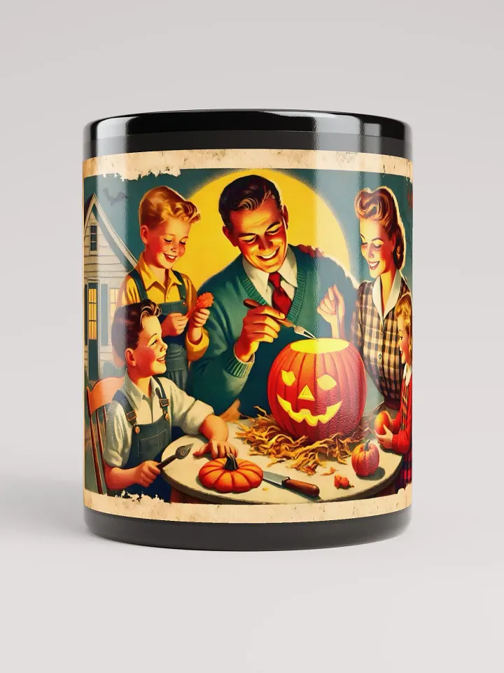 Vintage 1940s Halloween Family Pumpkin Carving Mug product image (1)