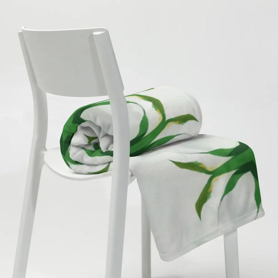White & Green Floral Throw Blanket product image (10)