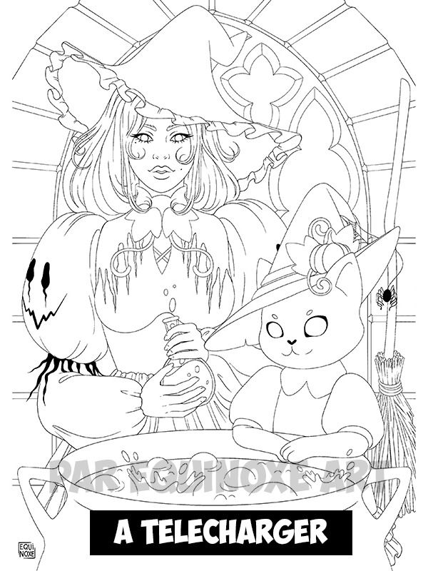Planche de Coloriage Numérique Sorcière et familier product image (1)