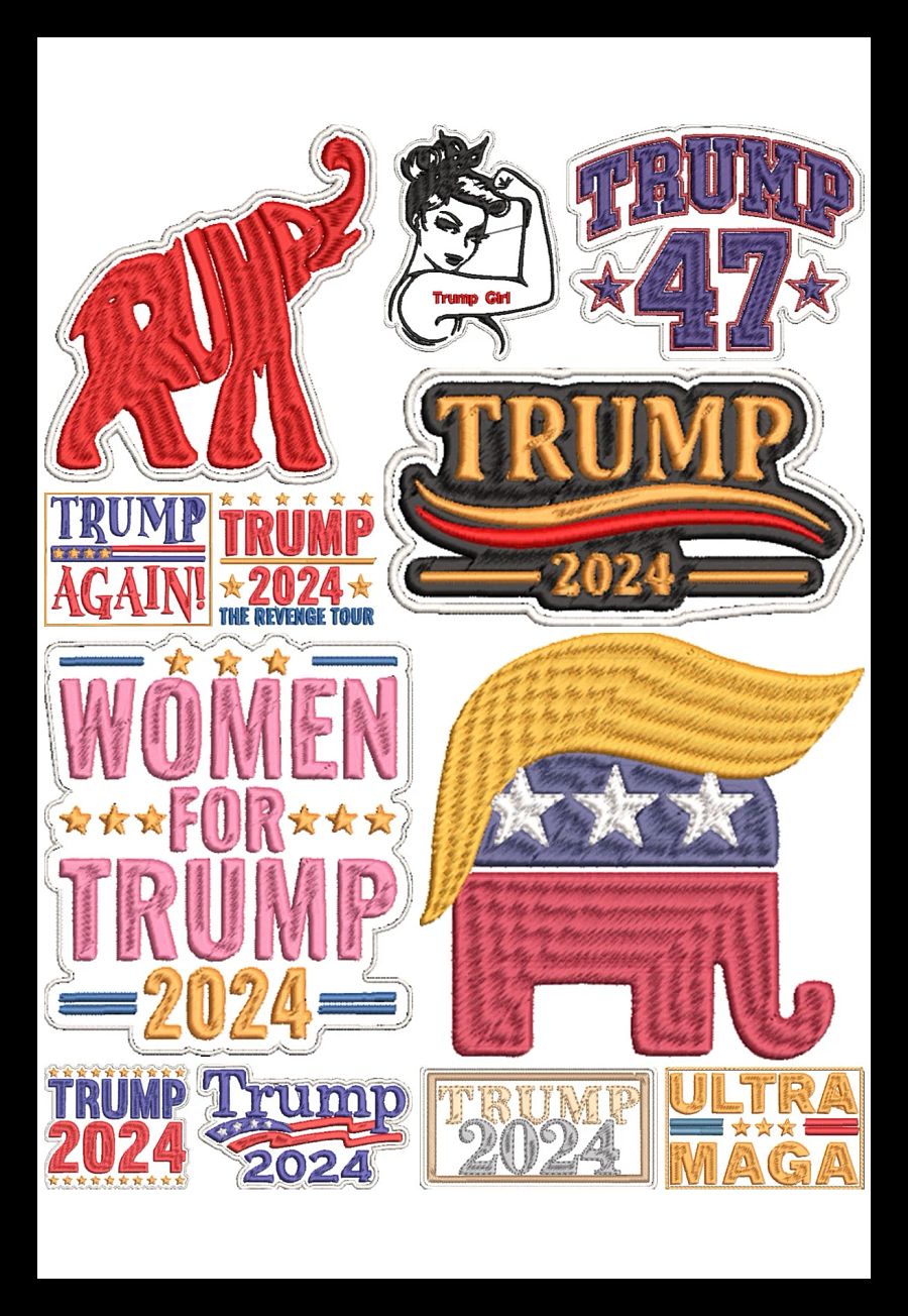 2024 Trump Machine Embroidery Pattern Bundle F product image (1)