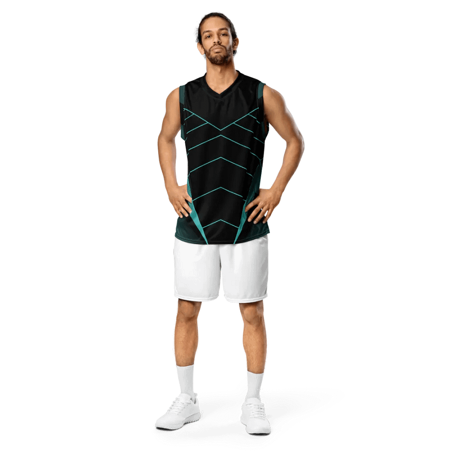 Teal Zigzag Symmetry Basketball Jersey product image (3)