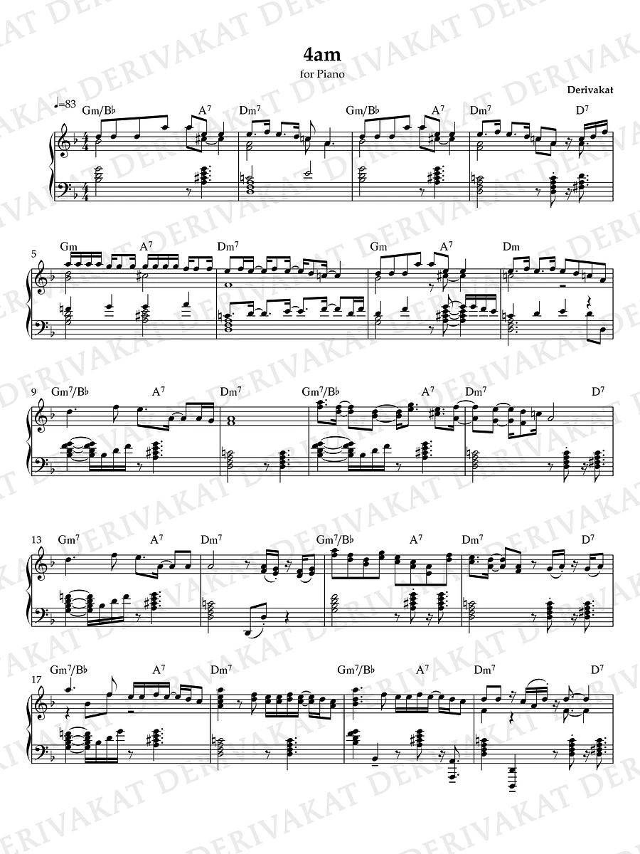4AM - Sheet Music for Piano product image (1)