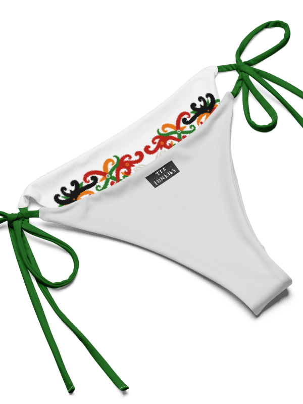 Low Rise Cheeky String Bikini, Green Top, White Bottoms product image (8)