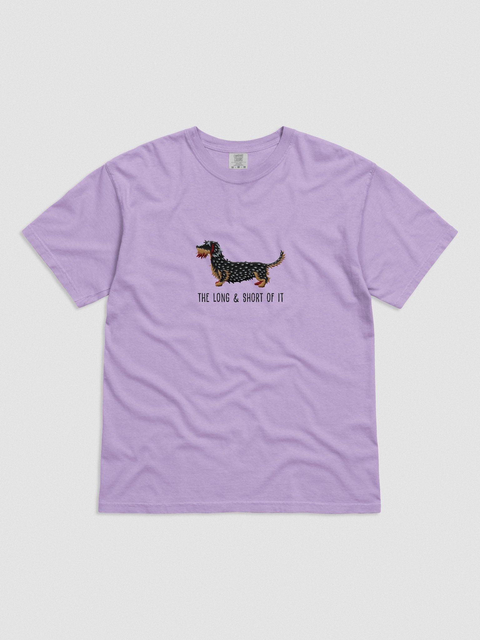 The Long & Short of It T-Shirt(Embroidered) of a Wirehaired Dachshund(Salt & Pepper) product image (4)