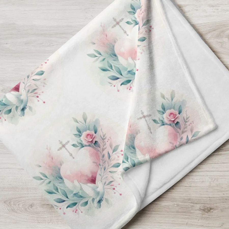 Floral Heart and Cross Throw Blanket product image (17)