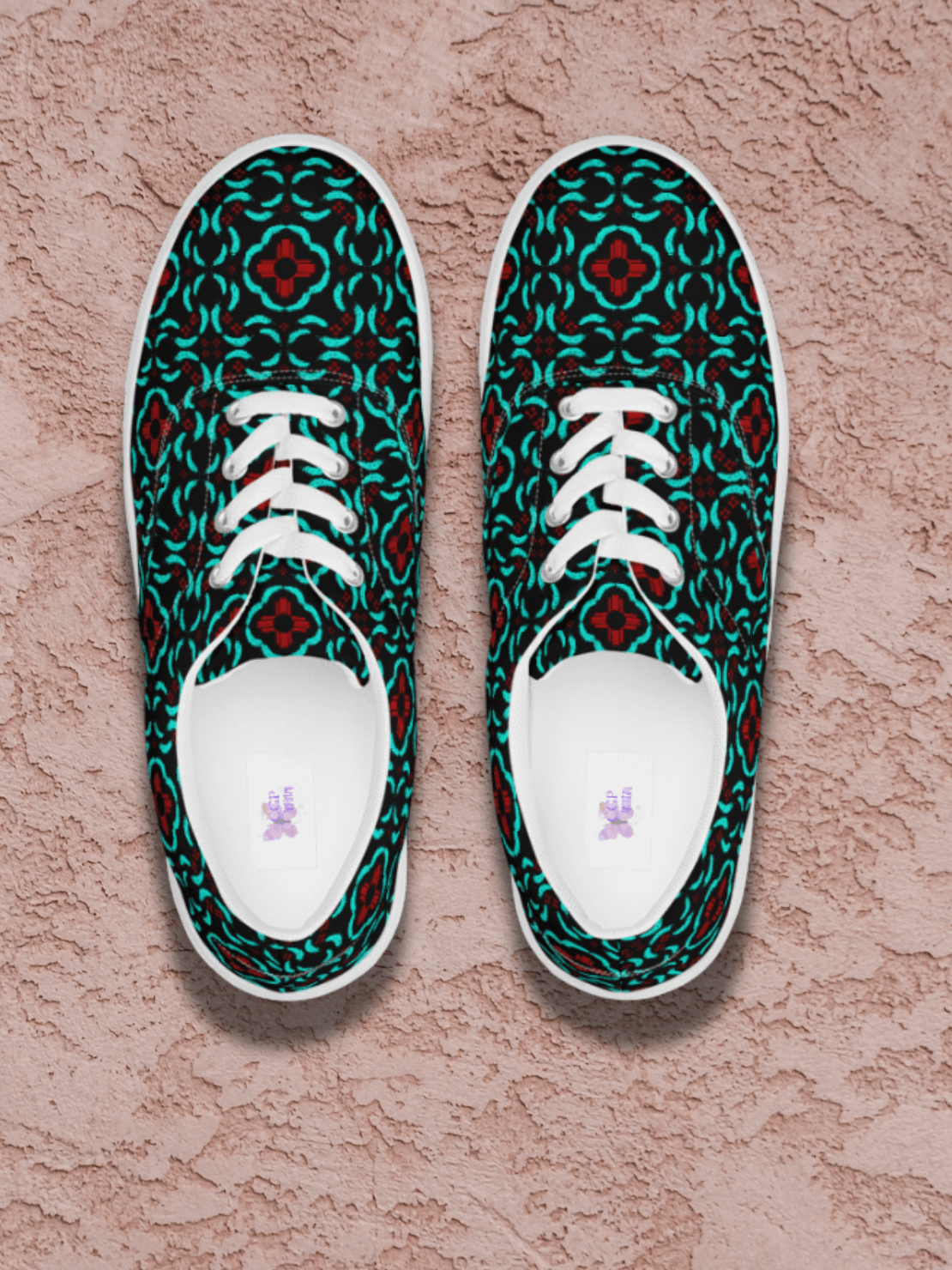 Slip-On Canvas Shoes with New Mexico Zia and Turquoise Feather Pattern product image (2)