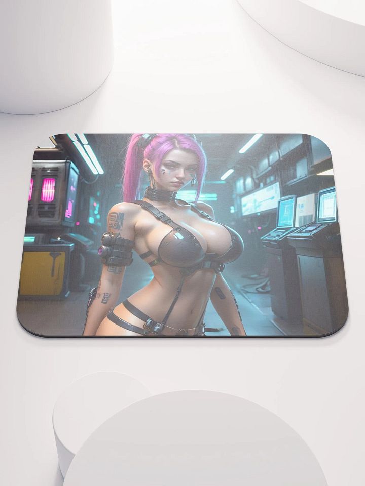 Cyberpunk Purple Hair Mouse Pad product image (2)