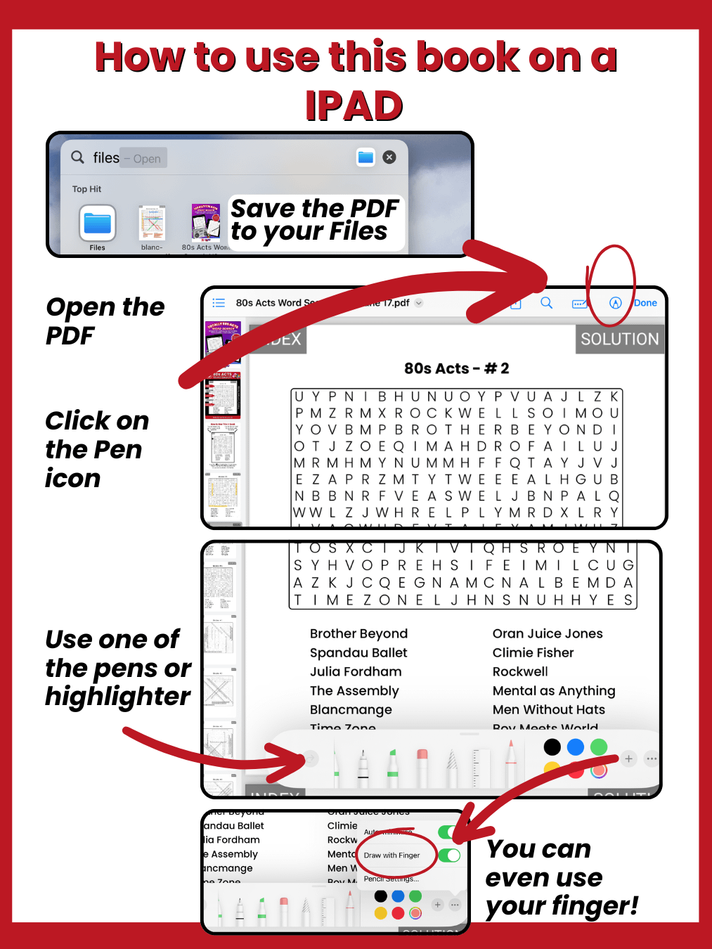 80s Acts Word Search: Interactive PDF for Kindle Scribe product image (3)