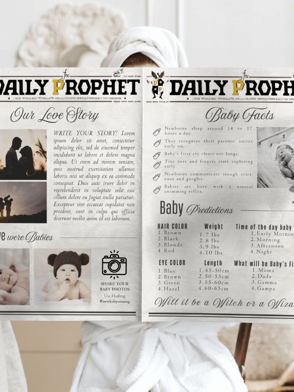 Magical Baby Shower Announcement Newspaper Daily Prophet Template I 100% Customizable product image (3)