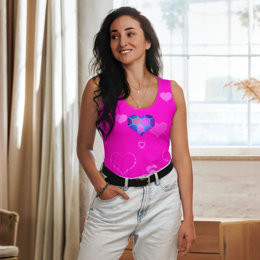 DiesmaHeart Hot Pink Hearts Tank Top product image (8)