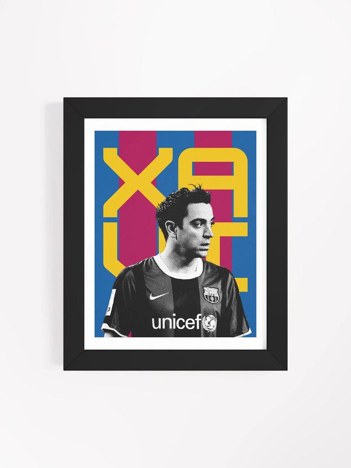 Xavi Hernández BW Barcelona Name Art Framed Print product image (2)