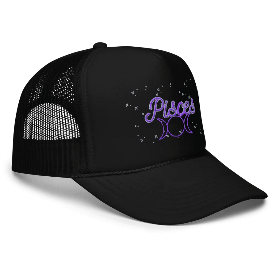 Pisces, 3 Moons, Embroidered Black Cap product image (3)