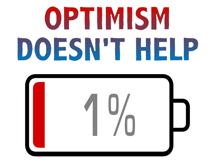 Optimism Doesn't Help with Battery at 1% T-Shirt product image (2)