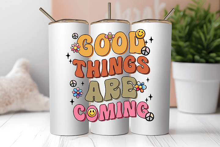 Optimistic Vibes Stainless Steel Tumbler product image (2)