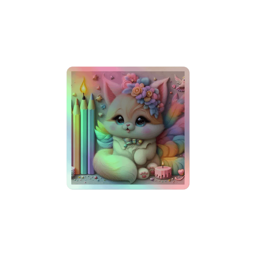 Whimsical Kitten Holographic Sticker Sheet product image (1)