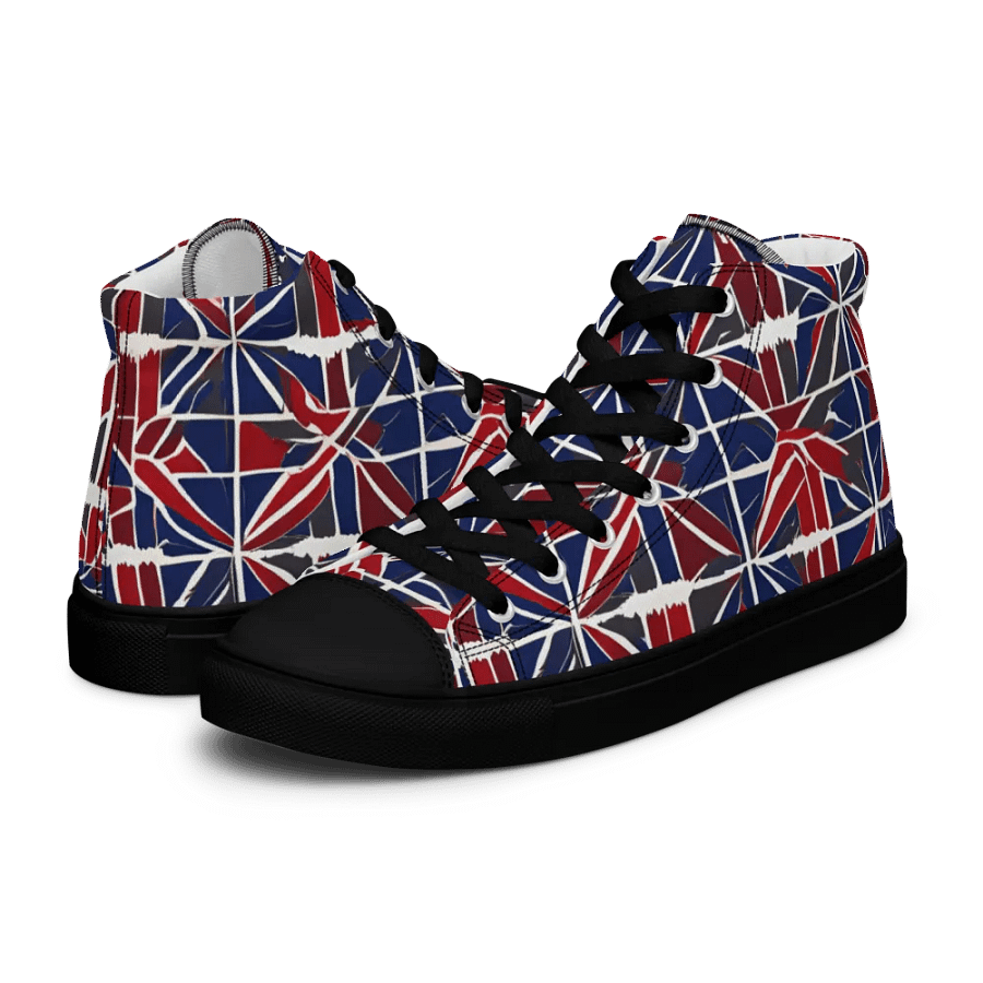 Red And Blue Mosaic Men's High Top Shoes product image (10)