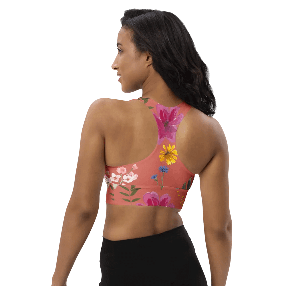 All-over floral print Longline Sports bra product image (6)