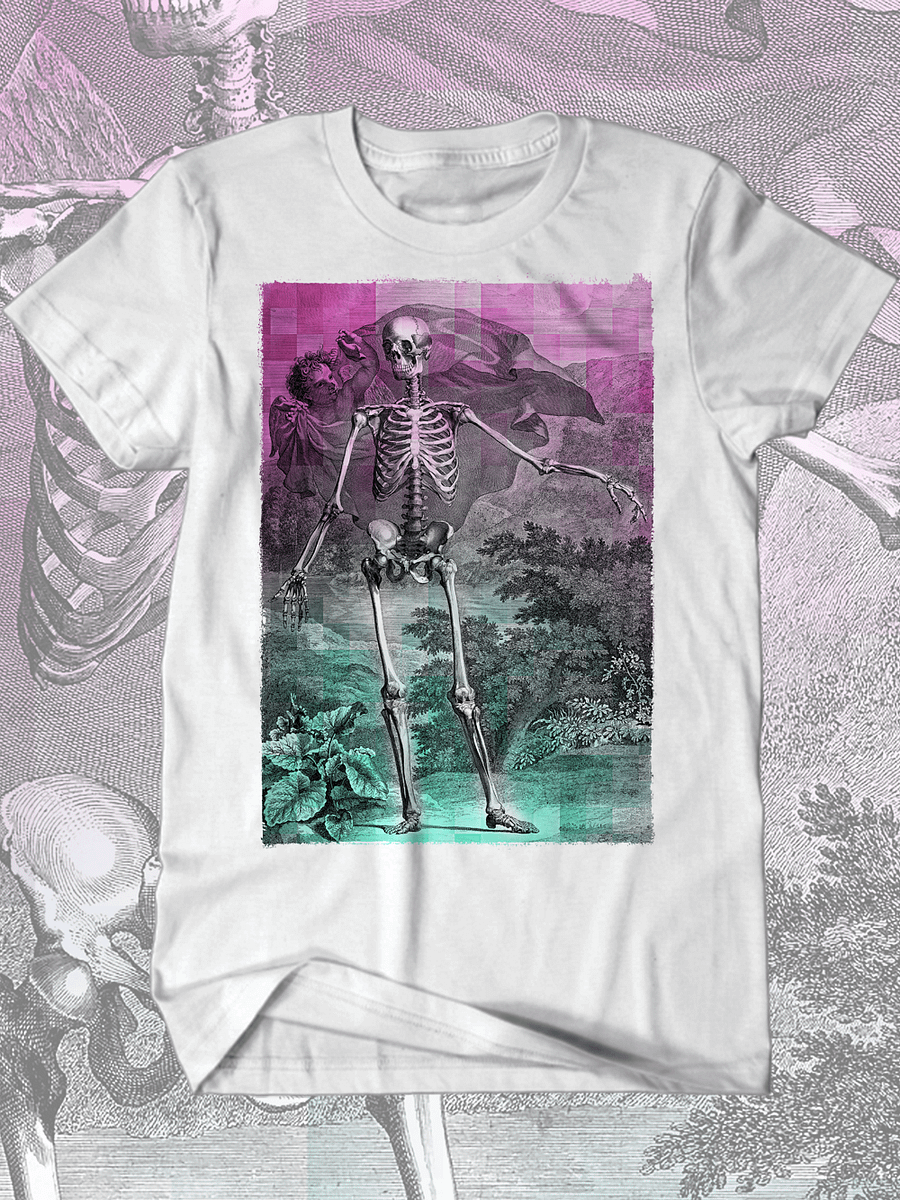 Skeleton Engraving Pixl Coloring T-Shirt product image (1)
