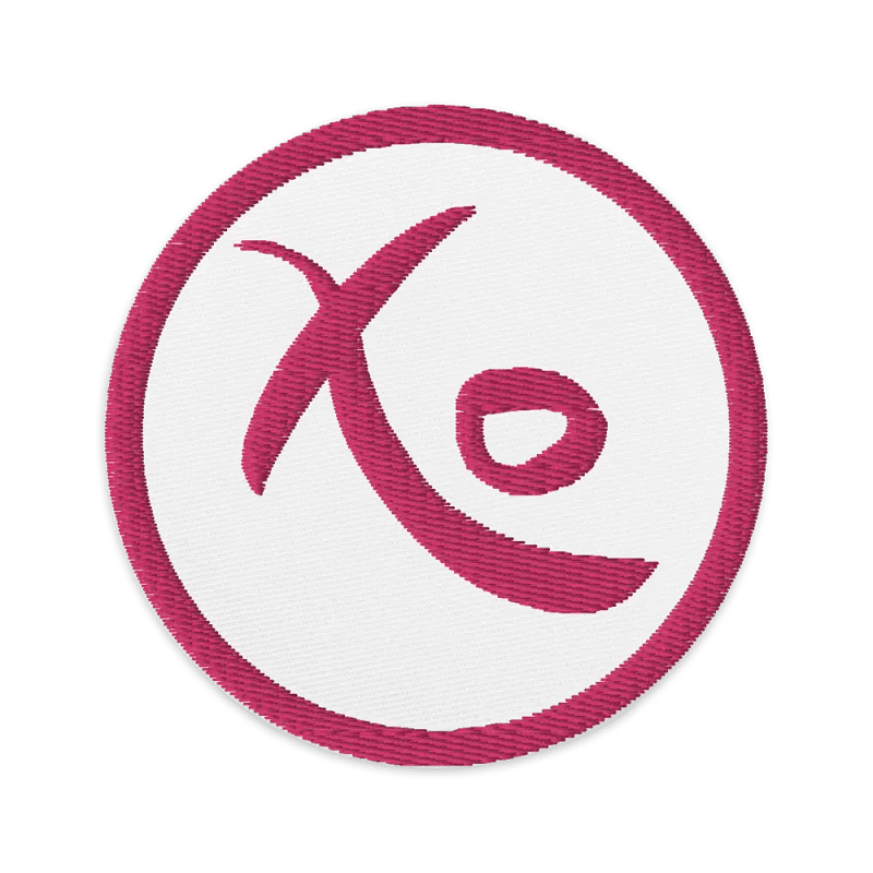 Xo Embroidered Pink Circle Patch
