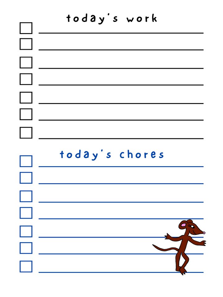 Cute Cartoon Burgundy Girl Rat Laminated To Do List with Dry Erase Marker product image (2)