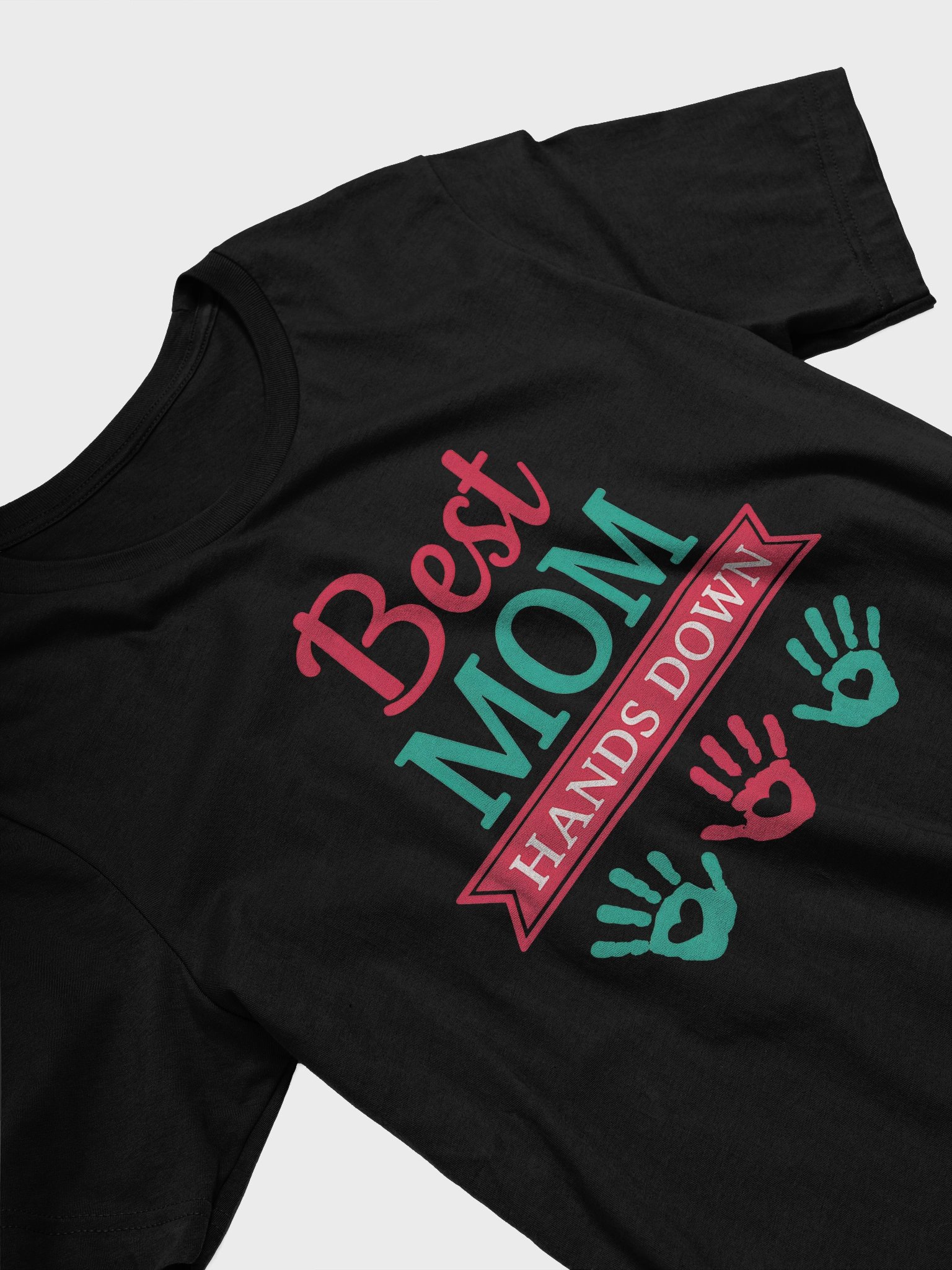 Best Mom Hands Down T-Shirt – Colorful Handprint Mother’s Day Gift Tee product image (2)