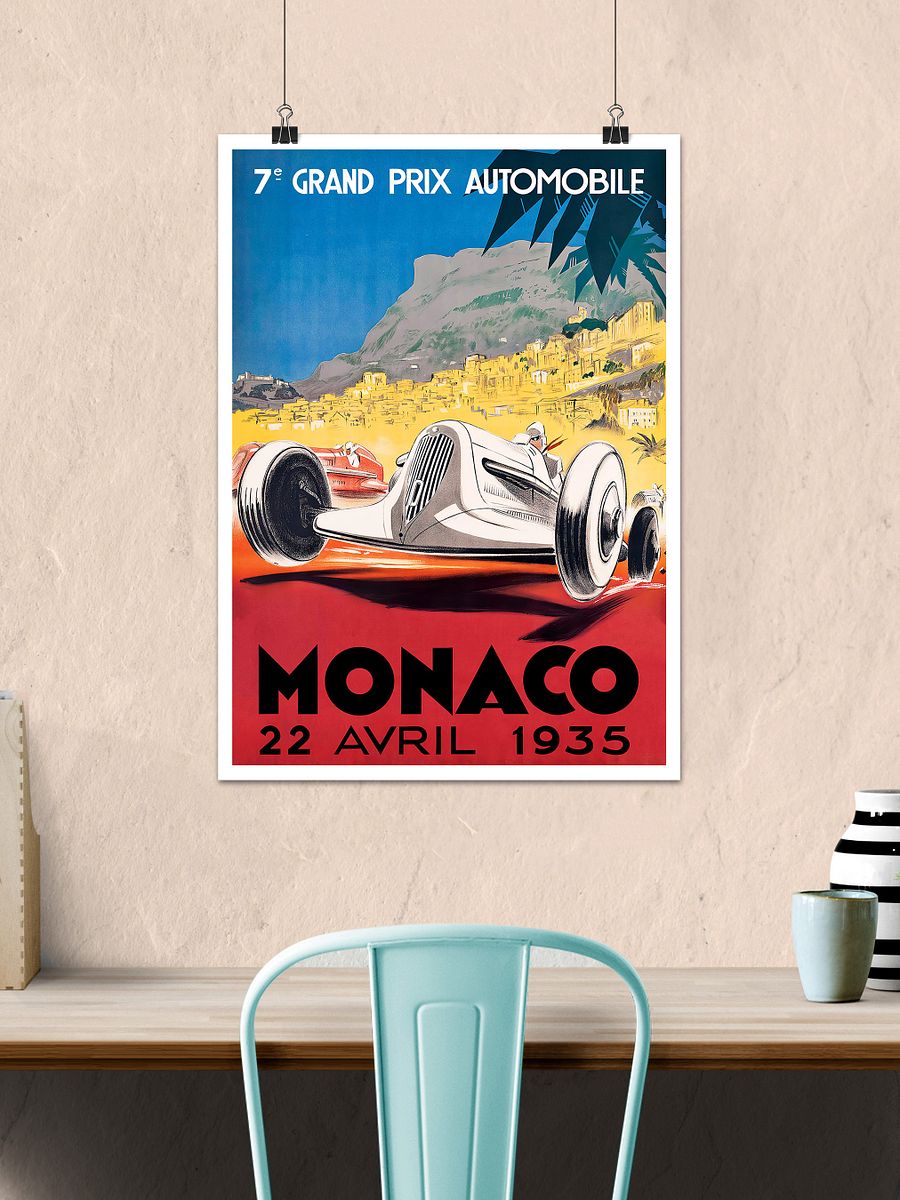 Monaco Vintage F1 Grand Prix, 1935 poster — Vintage Formula 1 poster, Monaco Grand Prix poster, retro travel poster product image (2)
