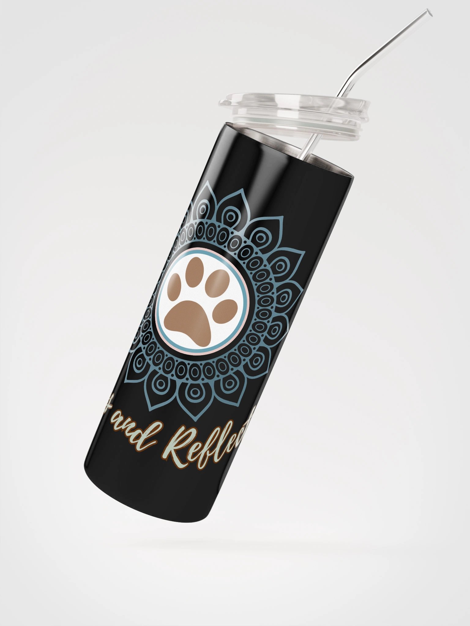 Paws and Reflect Mindful Mandala Paw Print Stainless Steel Tumbler with Straw product image (2)