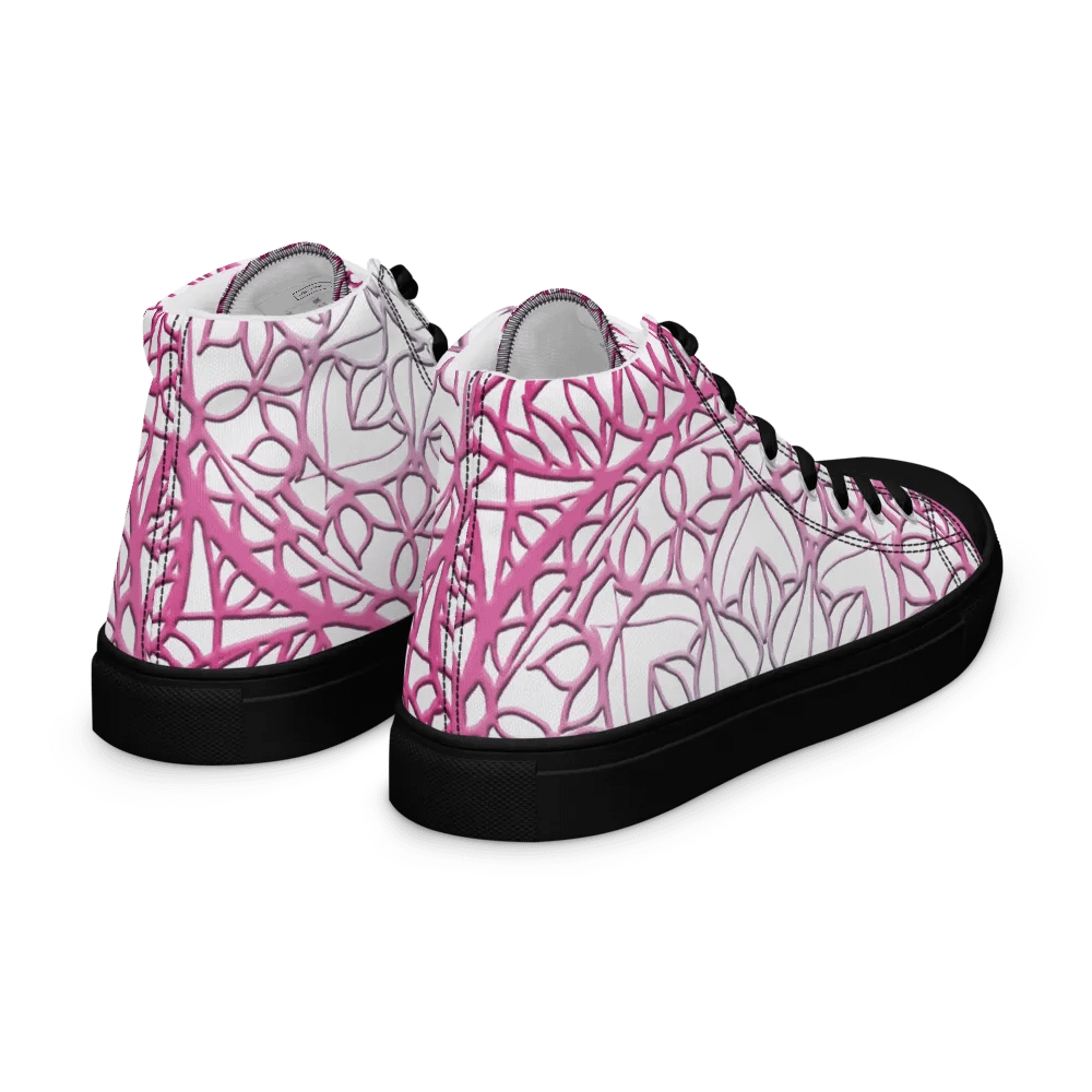 Ornate Pink Mandala Women's High Top Canvas Shoes product image (3)