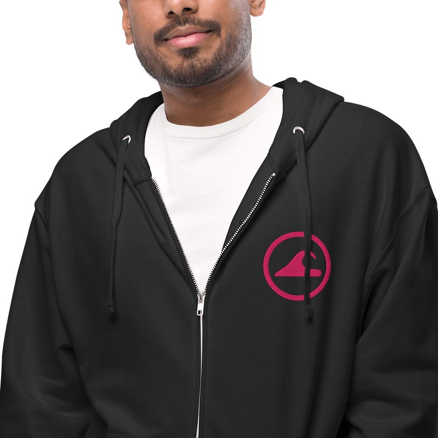Embroidered Wave Rider Fleece Zip-Up Hoodie (Flamingo) product image (5)