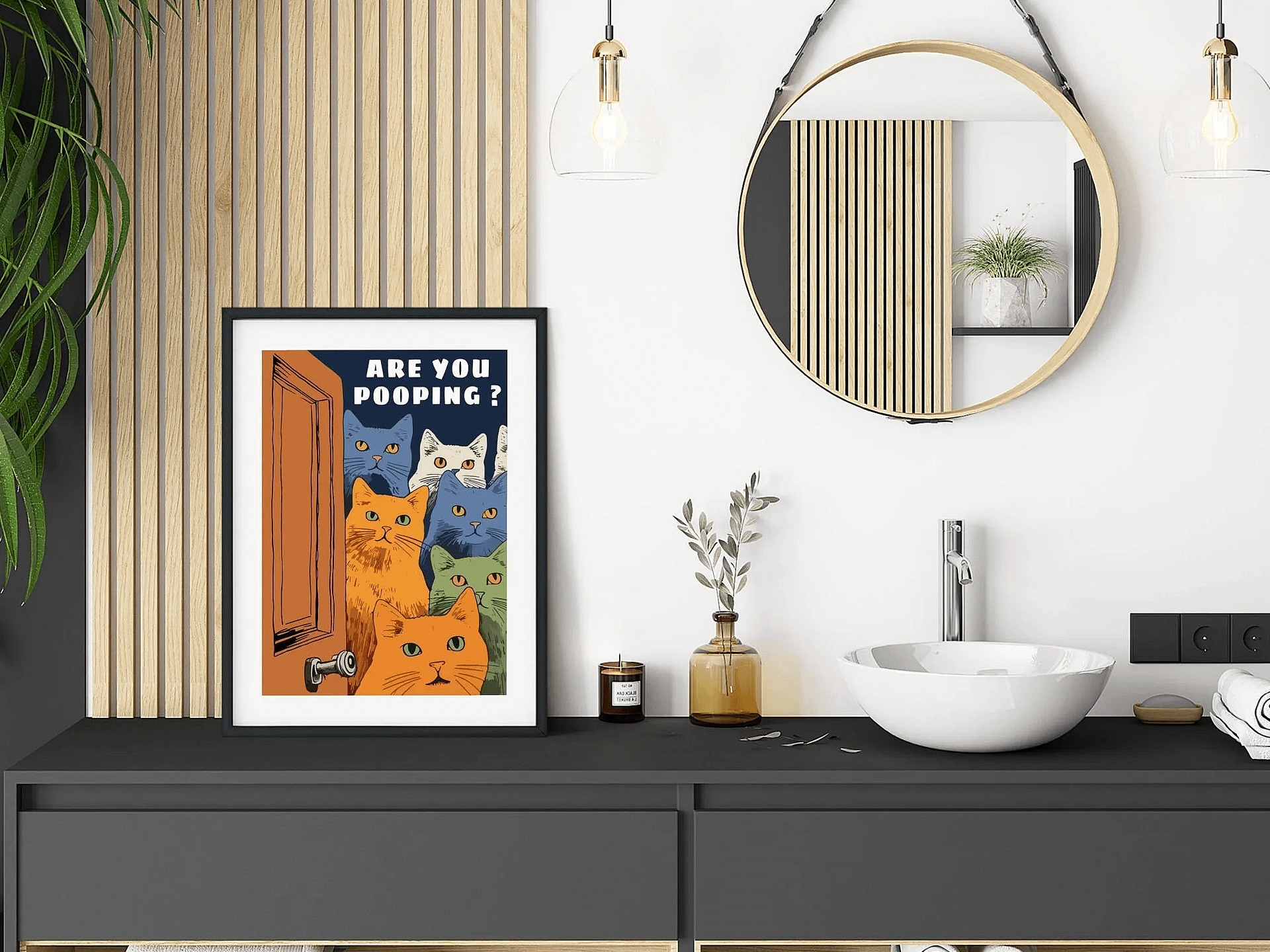 Funny Posters Pooping Print Bathroom Cat Print For Toilet Wall Art product image (3)