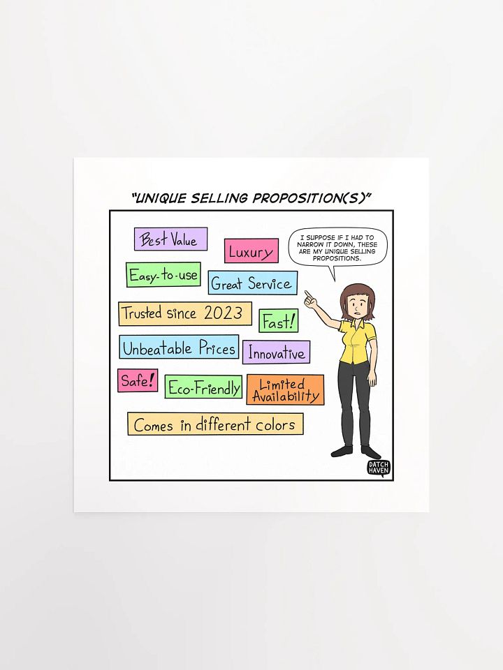 "Unique selling proposition(s)" poster (10″×10″) product image (1)