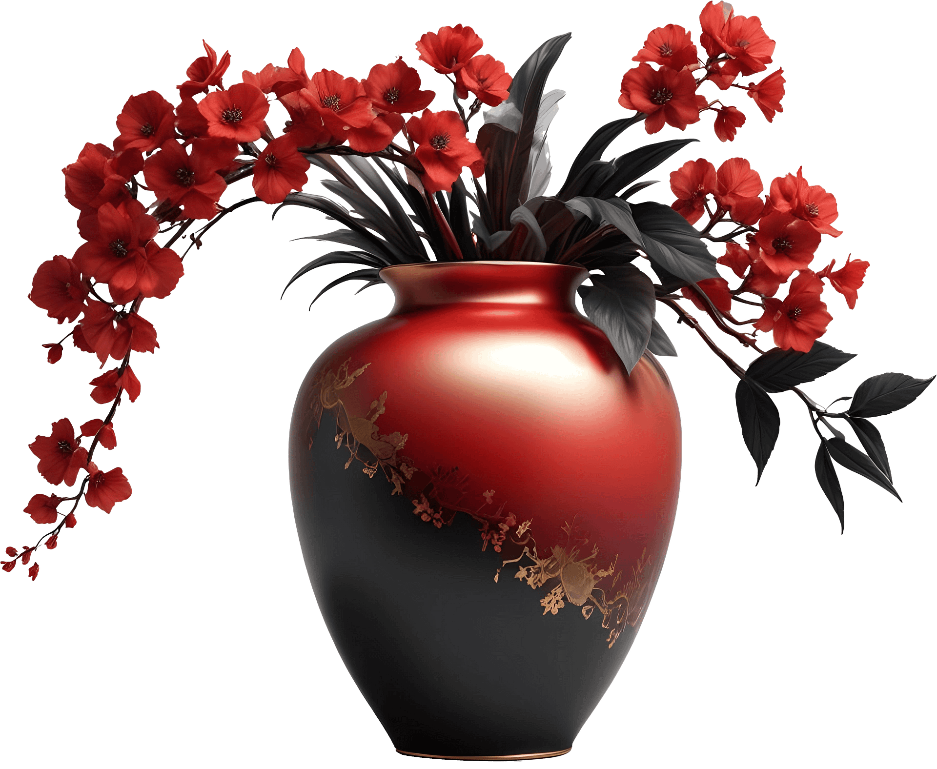 Chinese Porcelain Vase – Red and Black Gradient Elegance PNG product image (1)