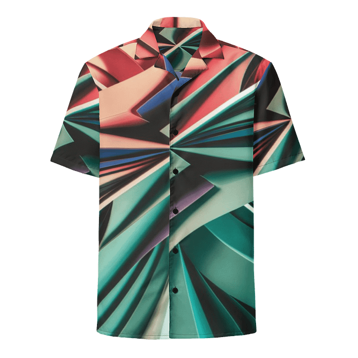 Graphic Grove Abstract Geometric Unisex Hawaiian Shirt - Vibrant Teal & Multi-Colour Design product image (1)
