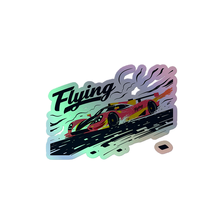 Supersonic Race Car | 'Flying' Speed Art Print Holographic Sticker product image (2)