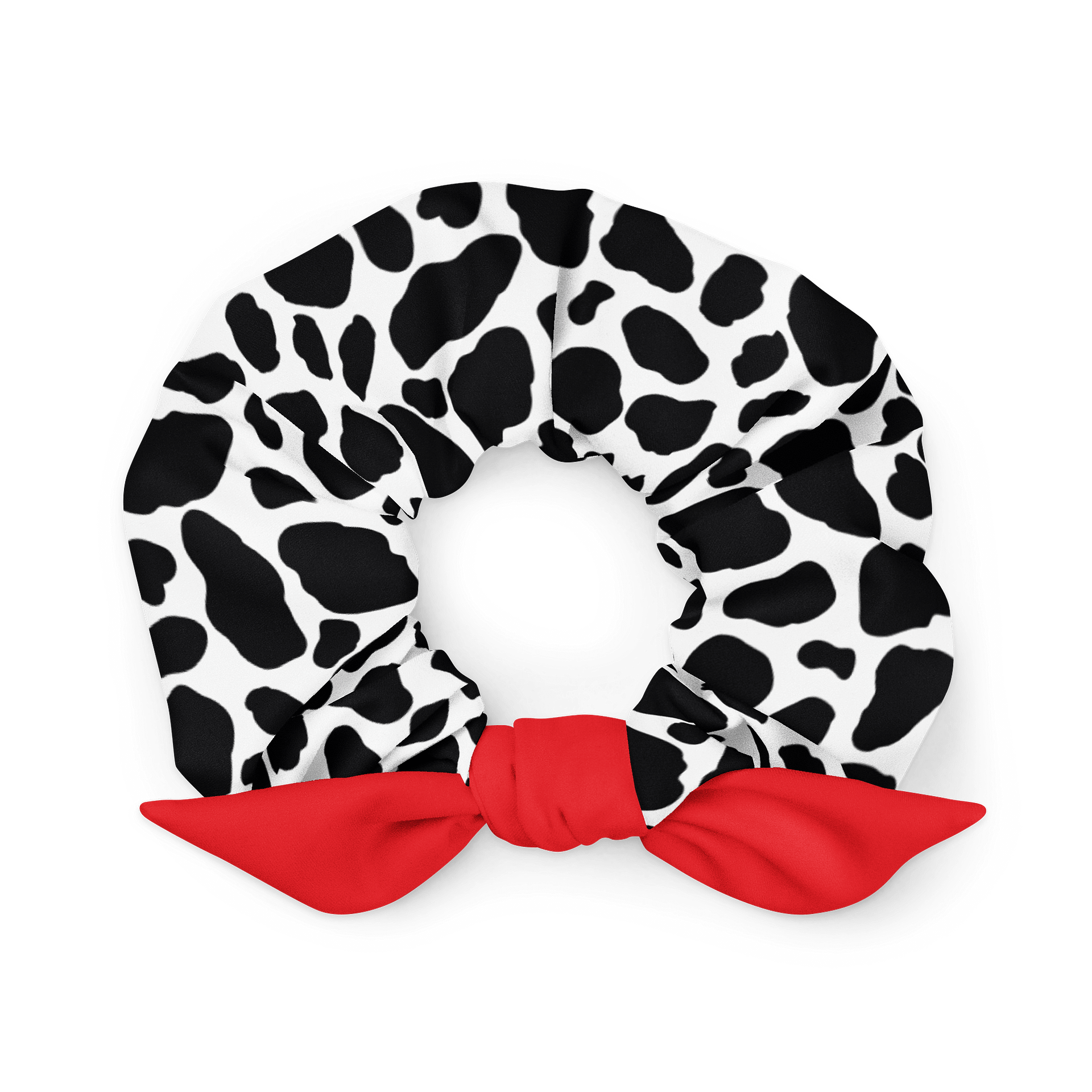 Dalmatian Spots Eco Scrunchie with Red Bow | Sustainable Hair Accessory product image (1)